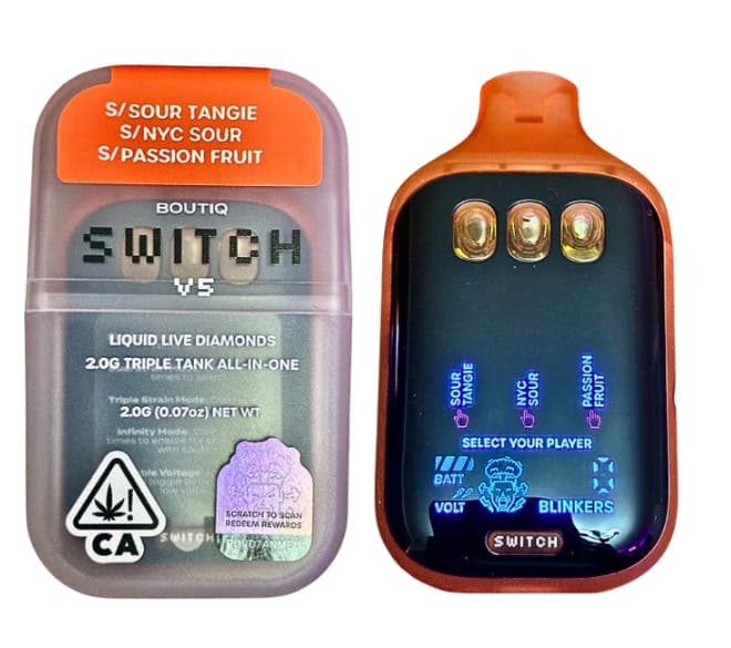 Boutiq - BOUTIQ Switch V5 – Sour Tangie (Sativa) | NYC Sour (Sativa) | Passion Fruit (Sativa) 2g