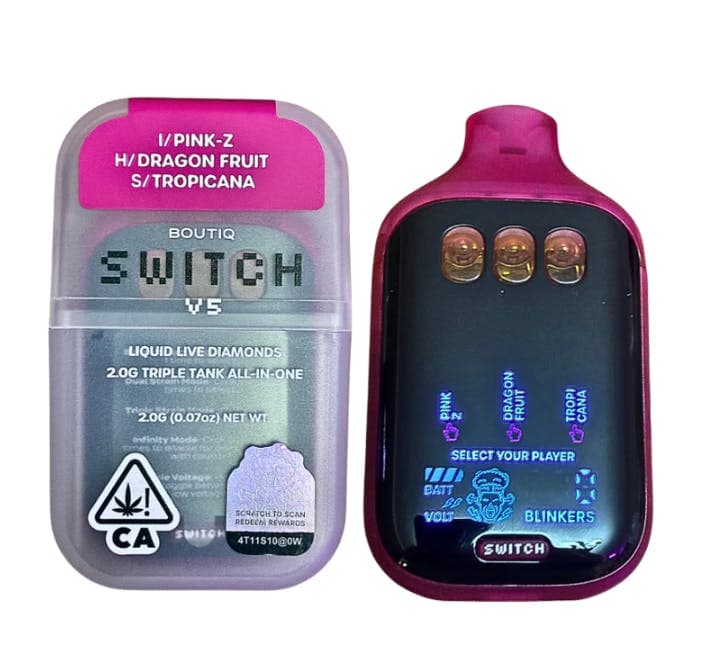 Boutiq - BOUTIQ Switch V5 – Pink Z (Indica) | Dragonfruit (Hybrid) | Tropicana (Sativa) 2g